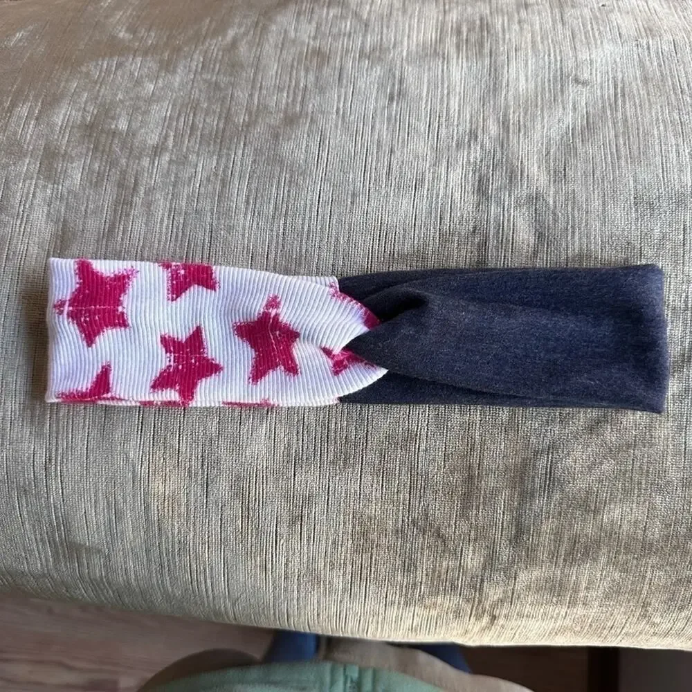 Headband Handmade red star white blue twist
